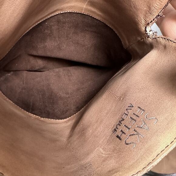 Saks Fifth Avenue Leather Knee High Boots Womens Sz 6.5 Brown Equestrian Sammie - Picture 9 of 9